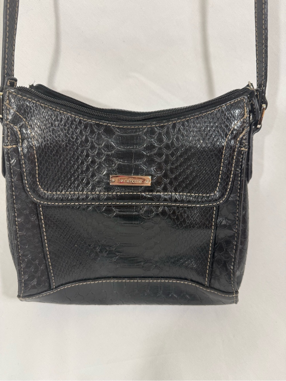 Liz Claiborne Black Faux-Snake Embossed Crossbody Bag